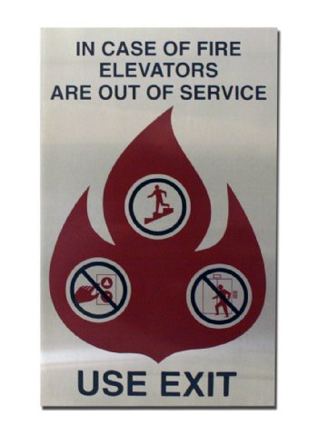 Elevator In Case Of Fire Signage